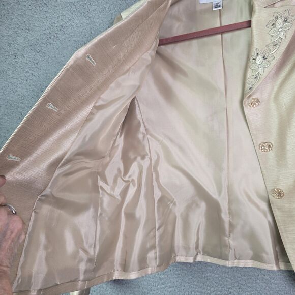 Le Suit petite champagne floral embroidered blazer 4P - Picture 15 of 16